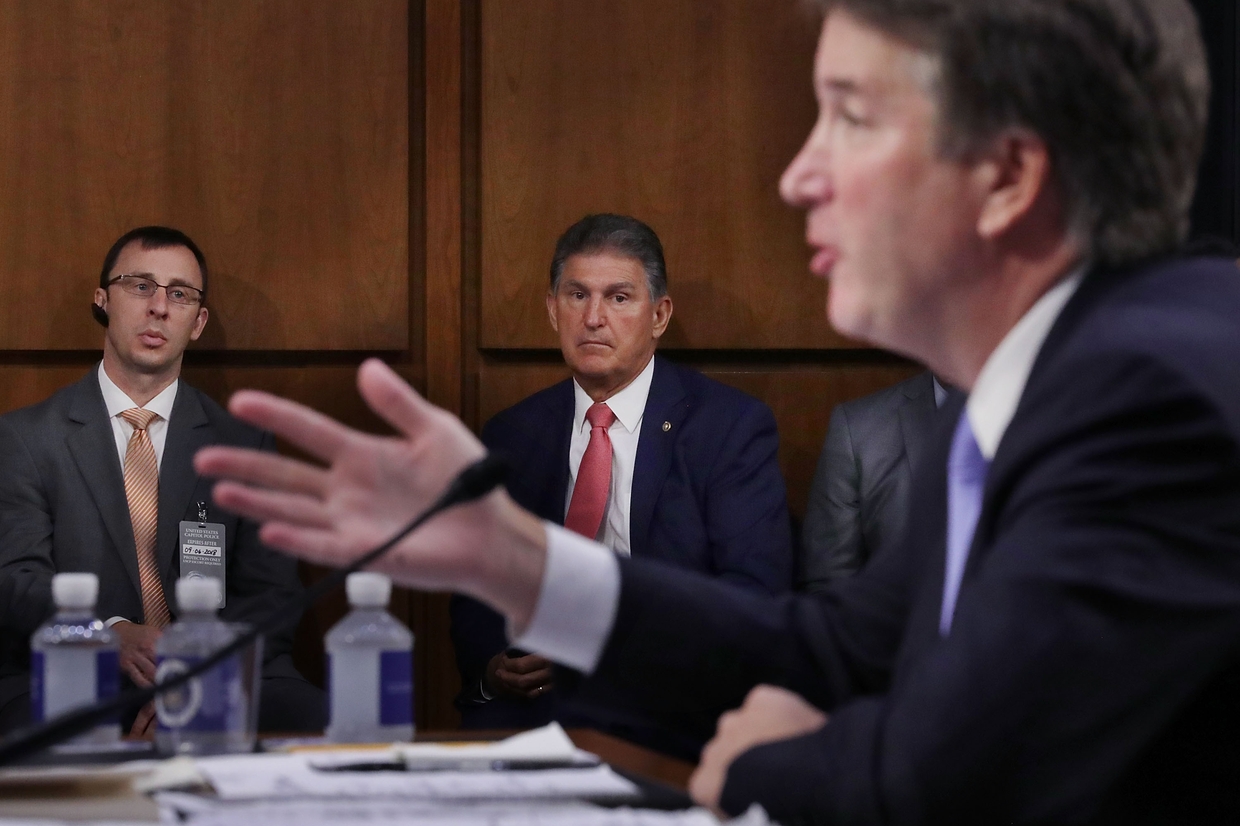 Senator Joe Manchin sitting at Kavanaugh hearing